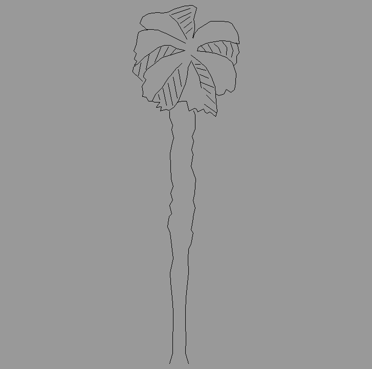 Bloque Autocad Vista de Palmera 05 en Alzado